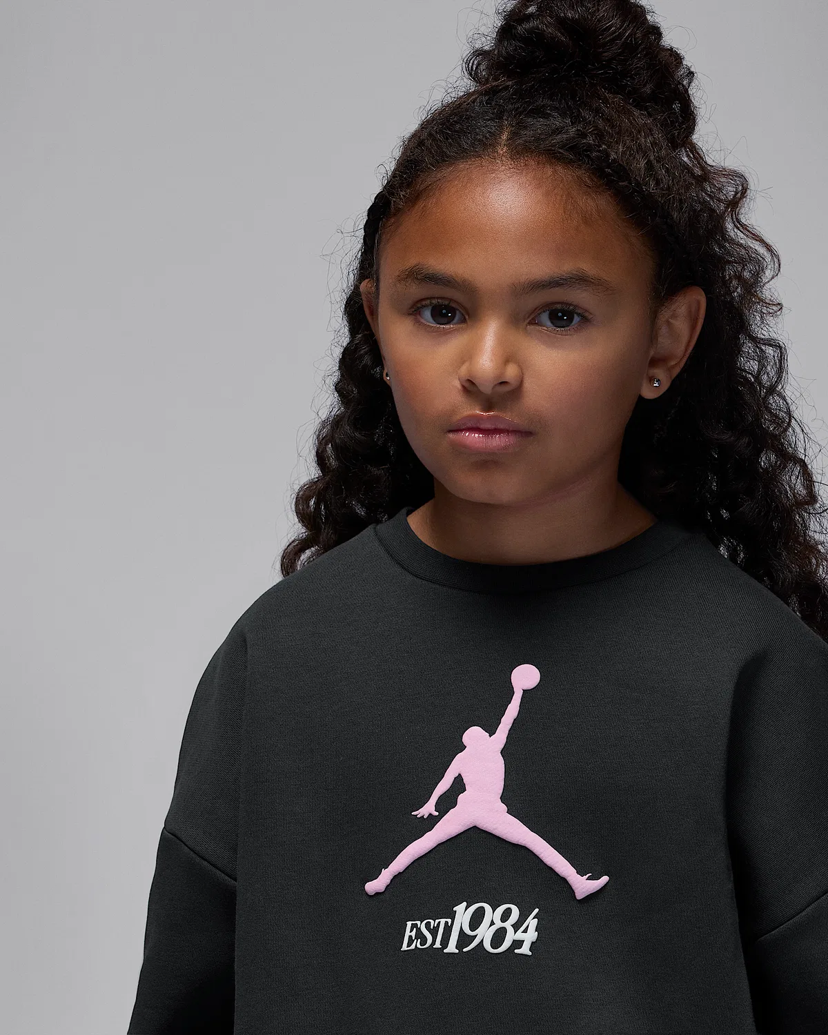 Детская флисовая кофта с плиссе Jordan Jumpman Club, Off Noir/Pink/White — фото 3