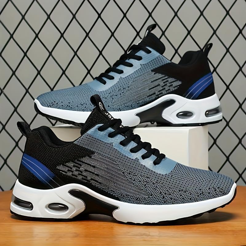 Мужские кроссовки vibrant color block road runners Minlaidian, синий — фото 2
