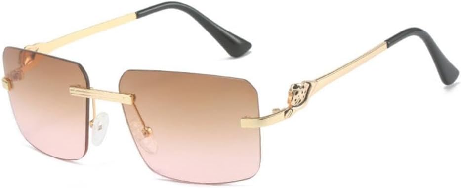 

Женские солнцезащитные очки без оправы в стиле ретро, ​​прямоугольные, металлические, для женщин и мужчин, солнцезащитные очки без оправы, защита от УФ-излучения UV400 MTZJH, Brown Pink