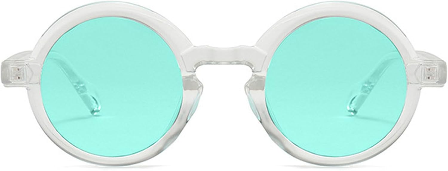 

Ретро маленькие круглые солнцезащитные очки для женщин, модные сине-зеленые линзы, защита от УФ-излучения UV400, модные панк-солнцезащитные очки для мужчин mincl, Clear Green