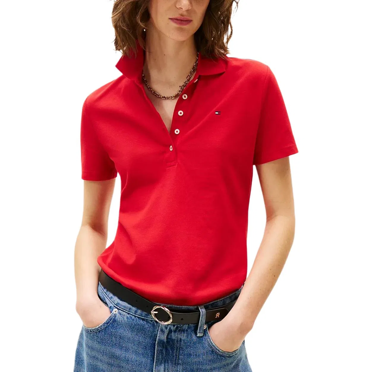 Женское поло Tommy Hilfiger, Red — фото 3