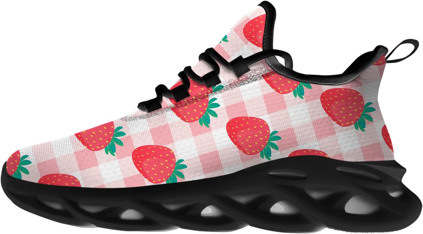 

Мужские и женские кроссовки Ciadoon Strawberry для бега по дорогам, спортивной ходьбы, тенниса и кросс-тренинга, подарок для мальчиков и девочек, Multicolor