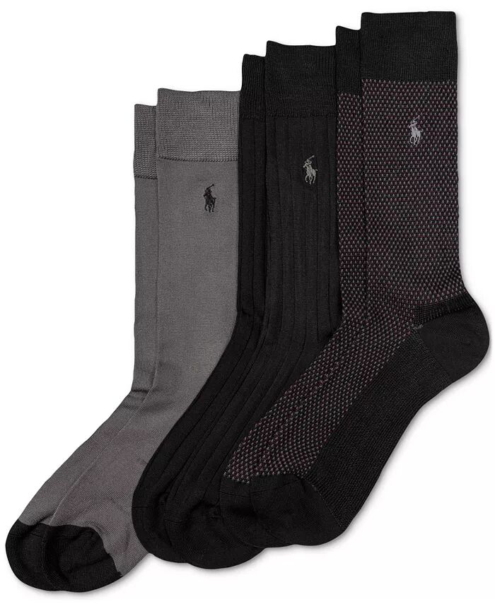 

Мужские носки Birdseye Supersoft Dress Socks, 3 шт. в упаковке Polo Ralph Lauren, черный