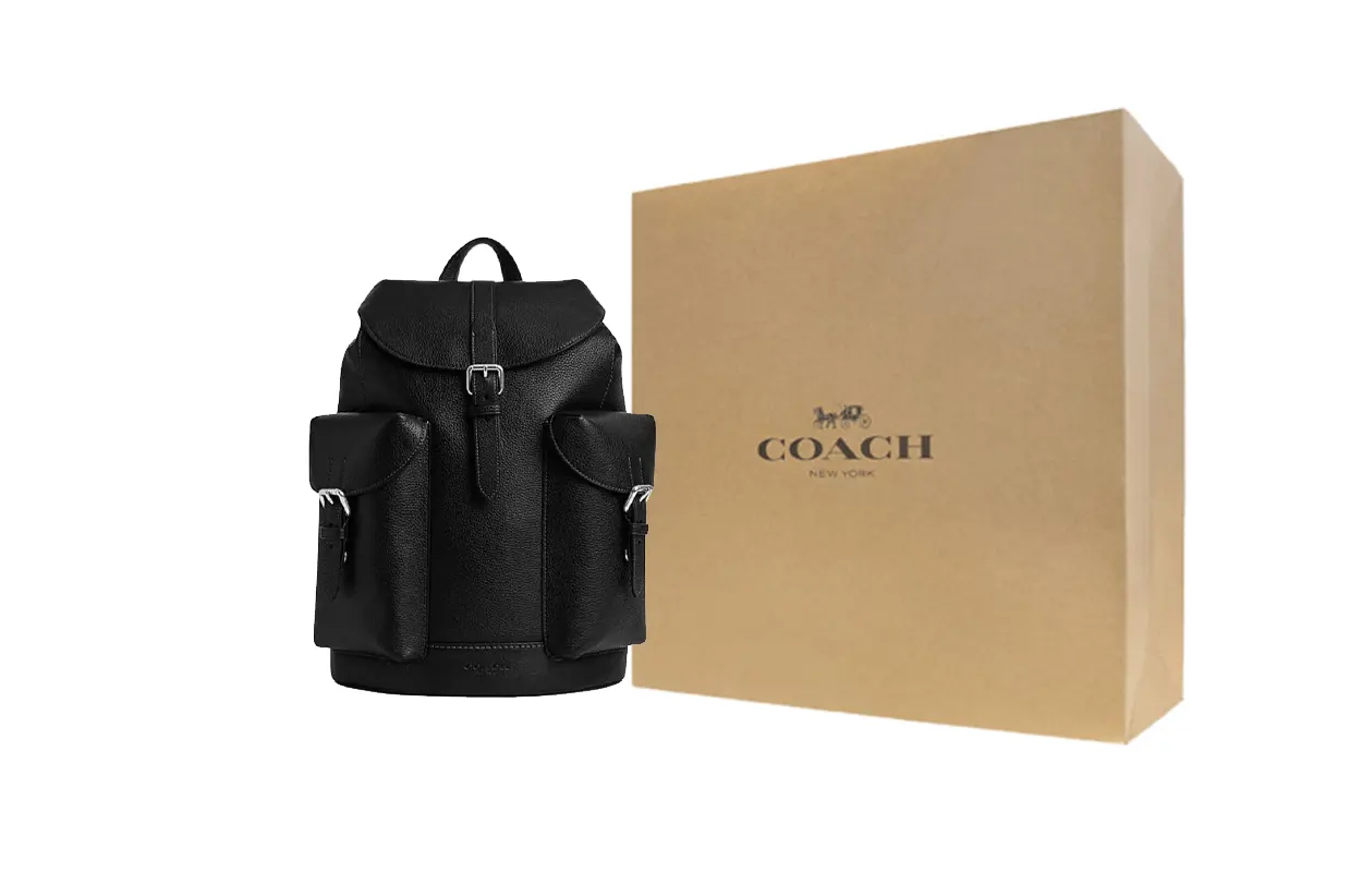 

COACH Кожаный рюкзак из коровьей кожи большого размера мужской черный