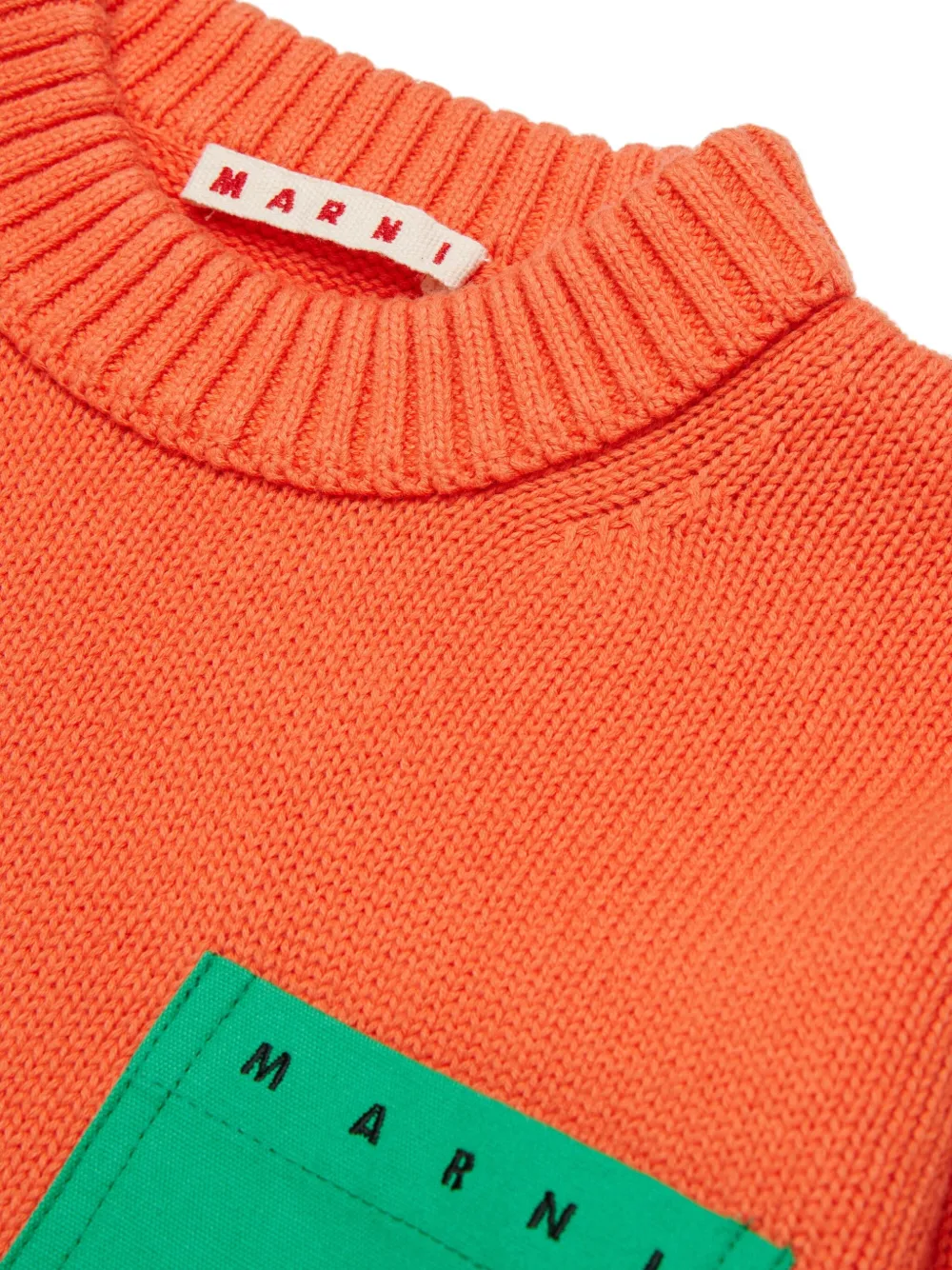 Свитер с нагрудным карманом Marni Kids, оранжевый — фото 3