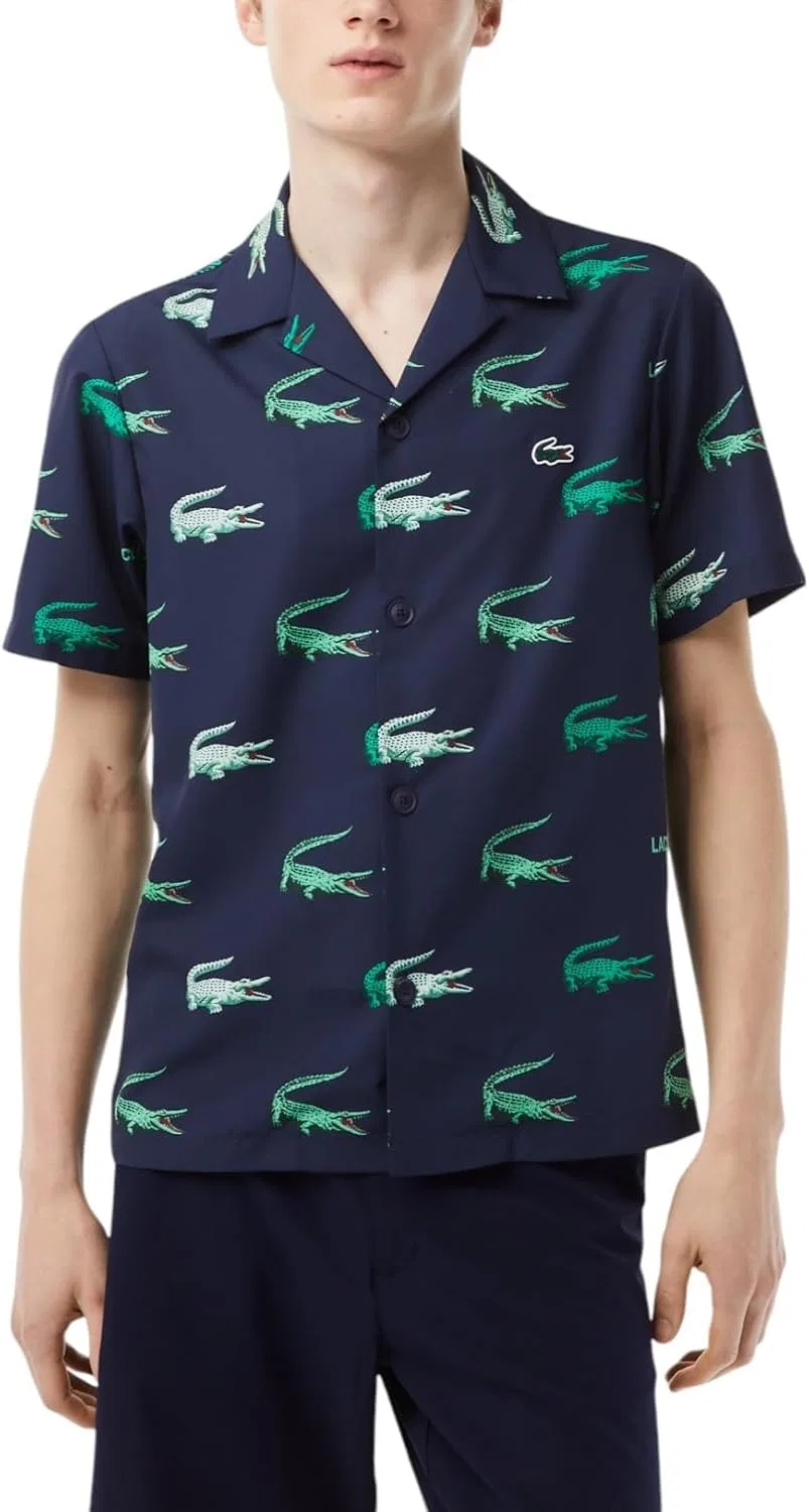 Рубашка для гольфа Lacoste мужская с коротким рукавом и принтом
