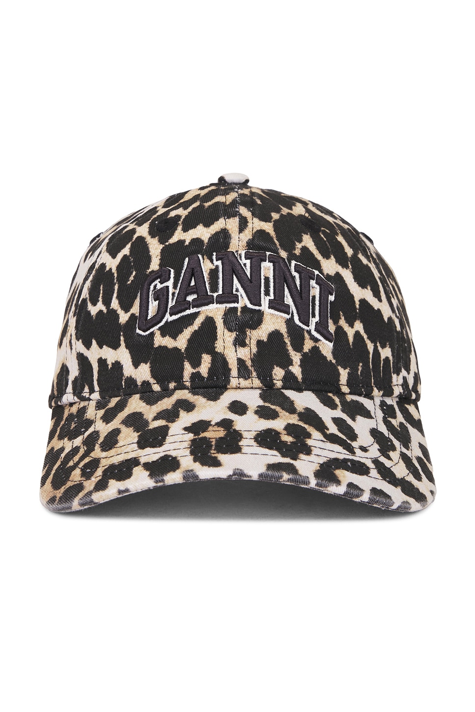 

Вышитая кепка из промытого хлопкового полотна Ganni, leopard
