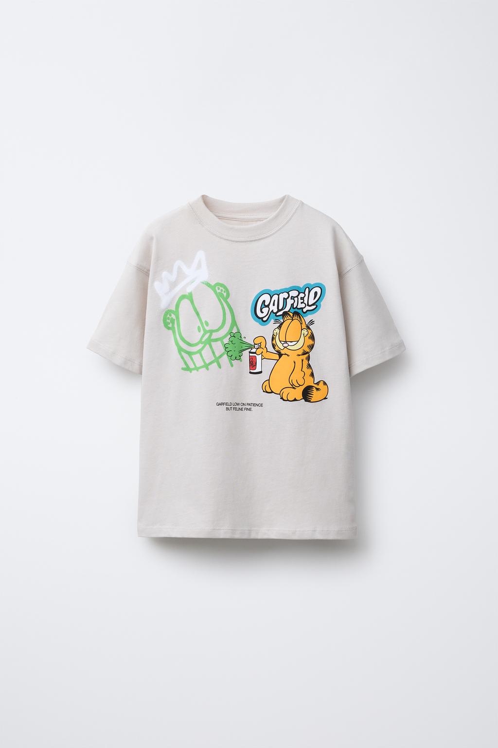 

Футболка garfield paws inc. ZARA, цвет Pearl grey