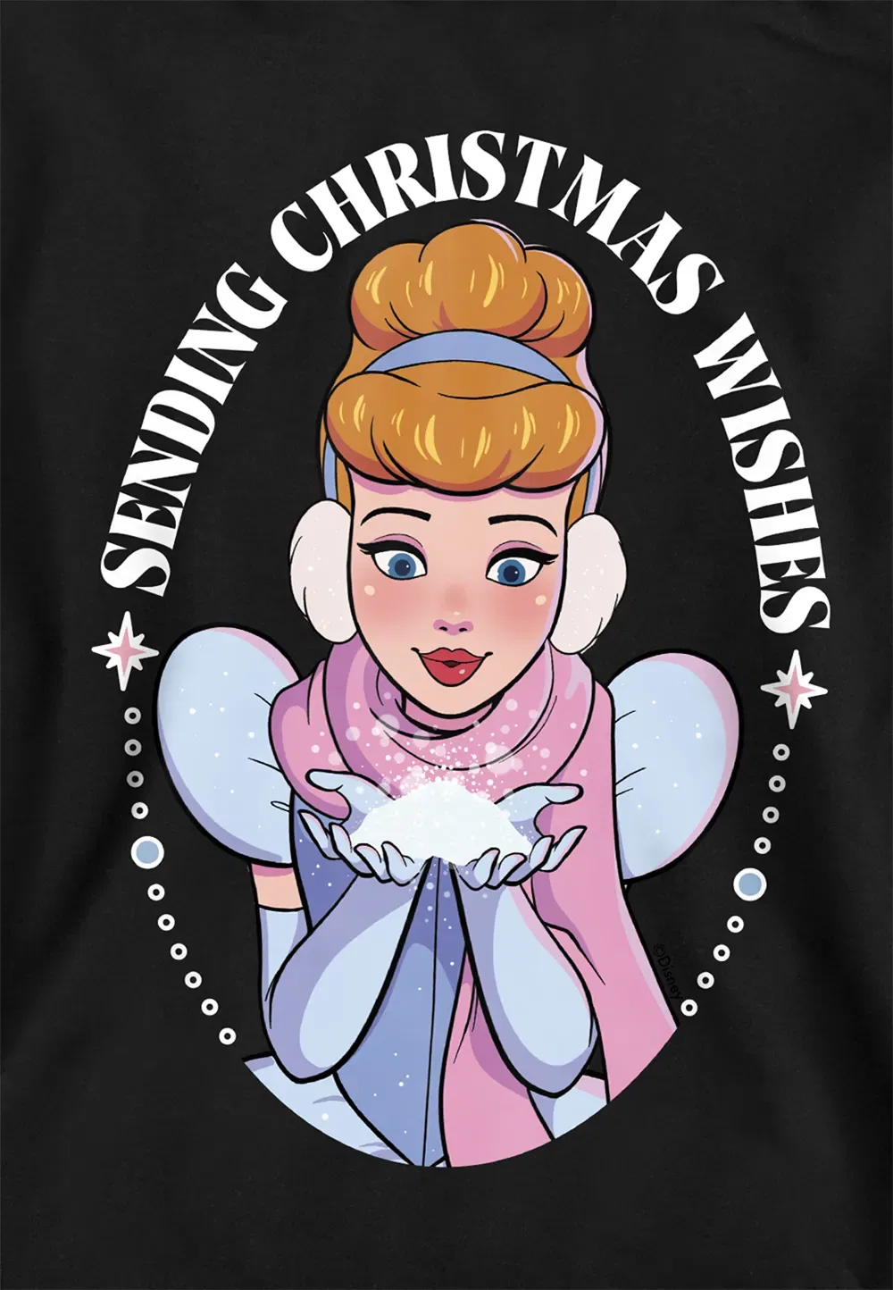 Детская худи с принтом Cinderella Christmas Wishes Disney, черный — фото 2