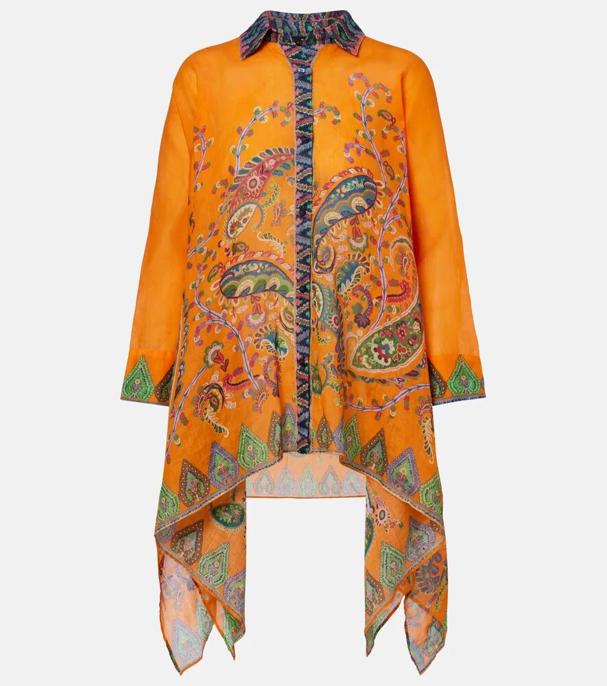 Рубашка оверсайз с узором пейсли Etro, оранжевый