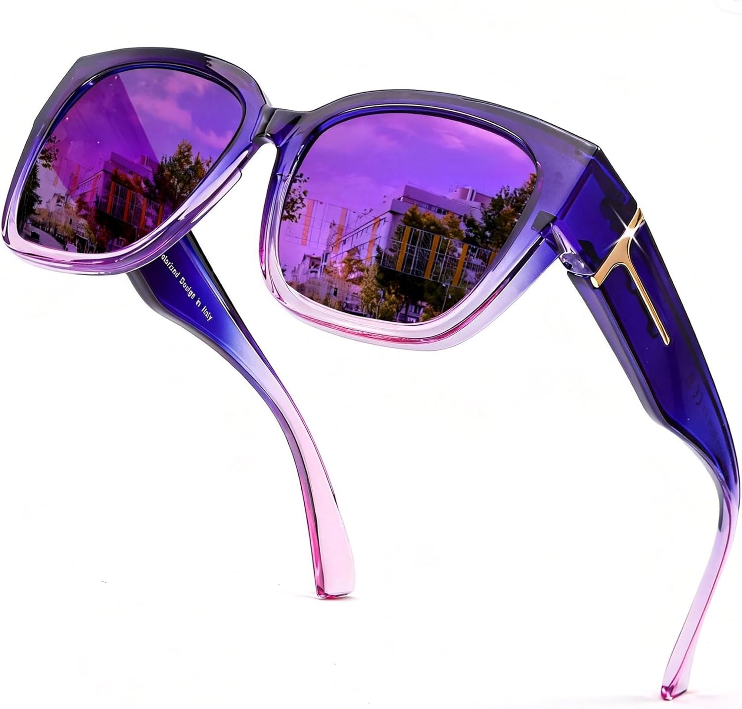 

Солнцезащитные очки SIPHEW с зеркальными линзами, поляризованные, надеваются поверх обычных очков, модные, большие квадратные, с защитой от УФ-излучения UV400, A14 Purple Over Glasses Sunglasses