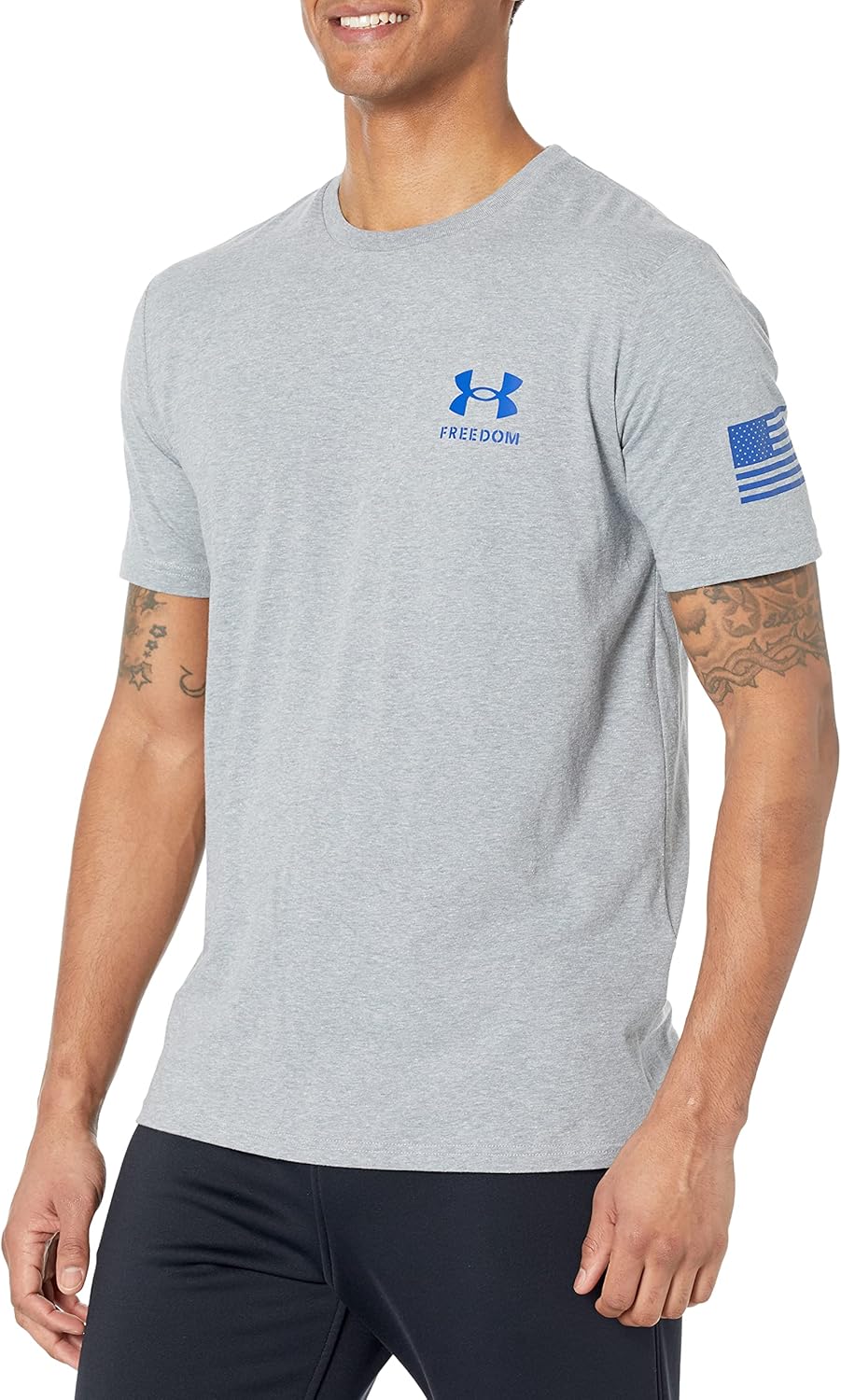 

Футболка с коротким рукавом Under Armour Freedom Graphic, (035) Steel Light Heather/Royal