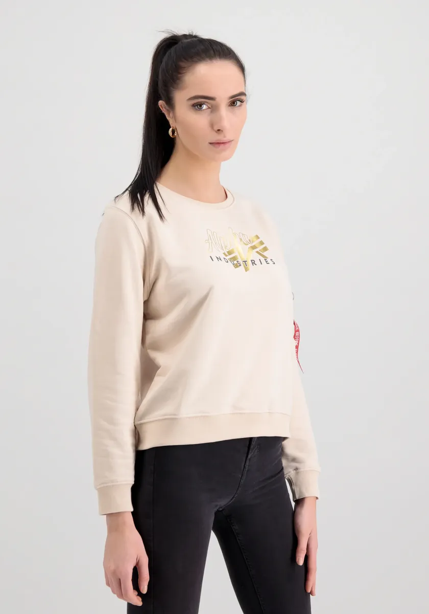 

Свитер Alpha Industries " Alpha Industries Женщины - Толстовки Свитер с золотым логотипом Wmn", цвет Jet Stream White