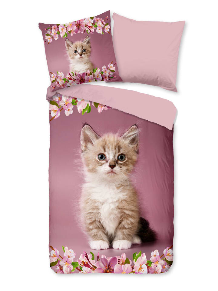 

Постельное белье Traumschloss Renforcé Look Kätzchen Blumen rosa, розовый