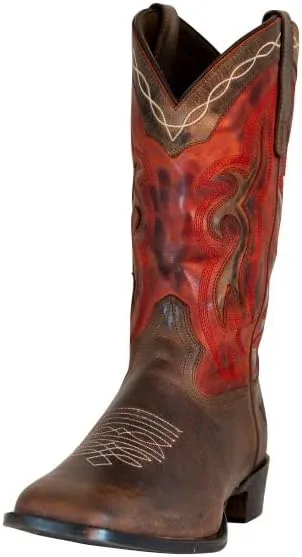 

Мужские ковбойские сапоги TuffRider Mammoth с квадратным носком - коричневые, с бесплатными разноцветными полосатыми носками, коричневый