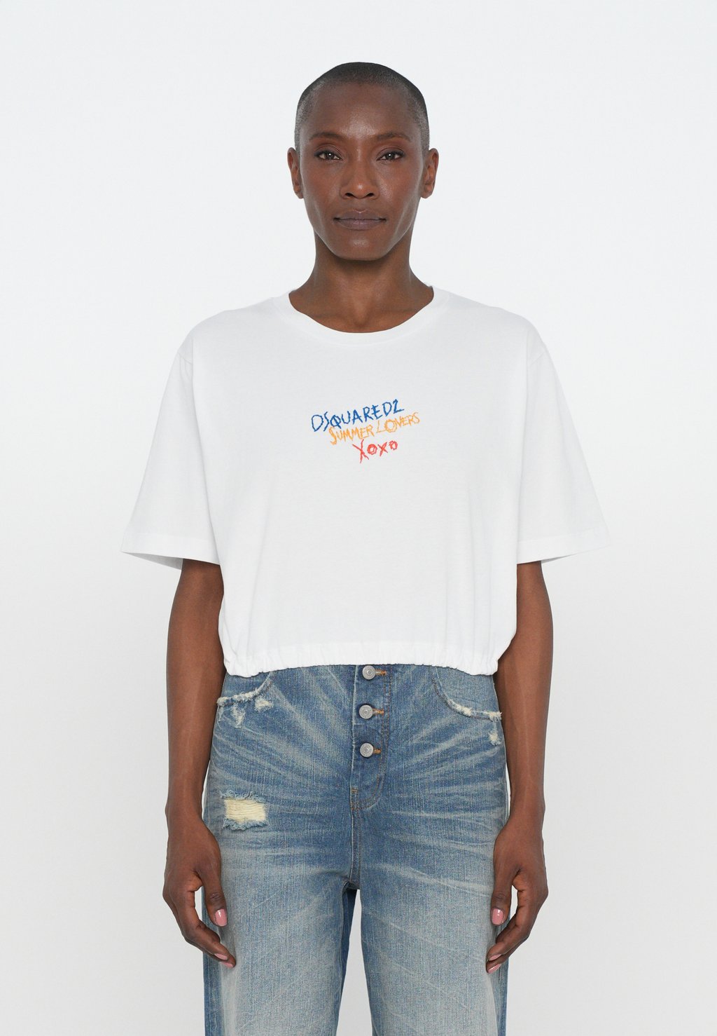 

Футболка с принтом GATHERED TEE Dsquared2, белый