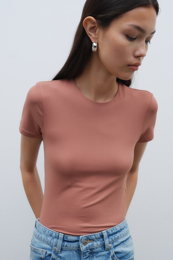 

Рубашка, облегающая фигуру H&M, розовый