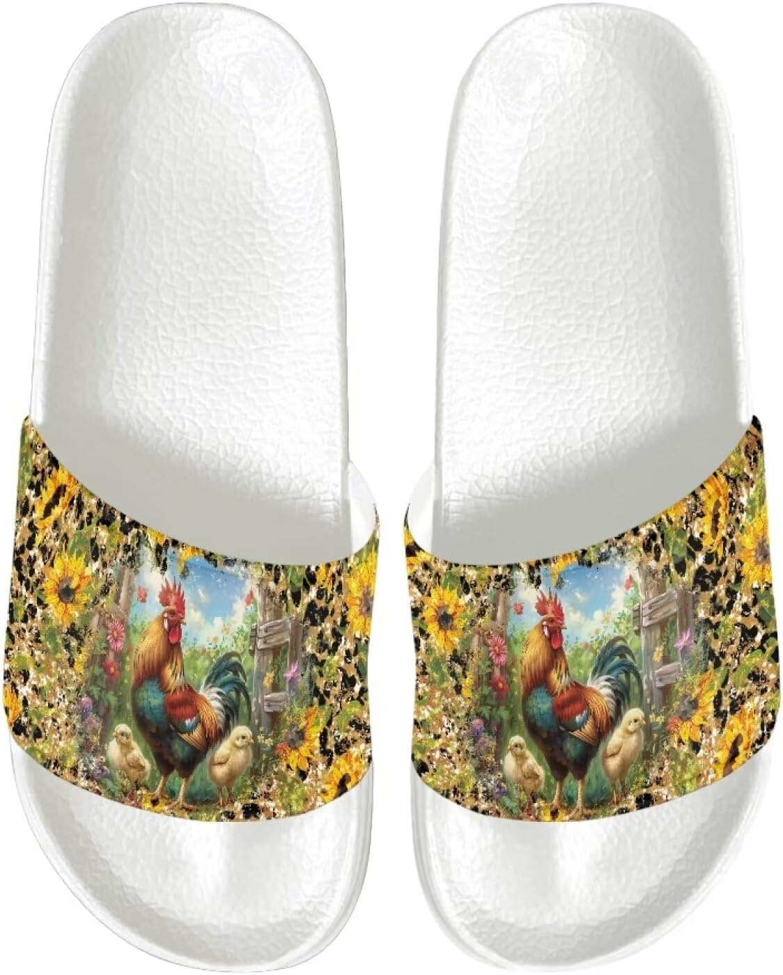 

Женские повседневные сандалии слайд, удобная мягкая подошва, противоскользящие, открытый носок, плоские сандалии из ЭВА Judentidos, Sunflower Chicken