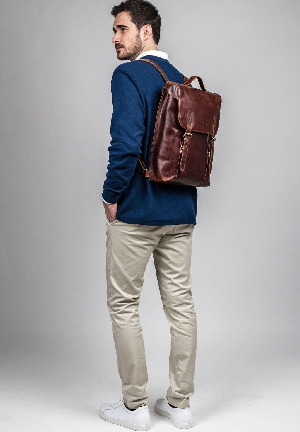 

Рюкзак LEATHER BACKPACK ETON 15" SID & VAIN, цвет braun-cognac