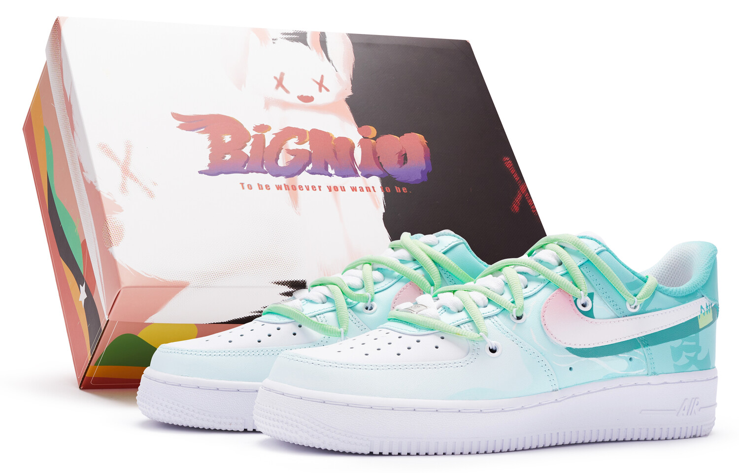 

Кроссовки Nike Air Force 1 Skateboard Shoes Men Low-Top White Green Pink