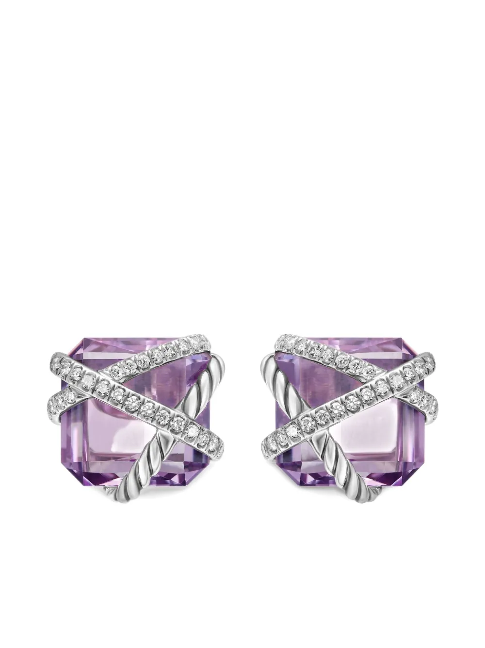 

Серебряные серьги-гвоздики Cable Wrap с бриллиантами (12 мм) David Yurman, фиолетовый