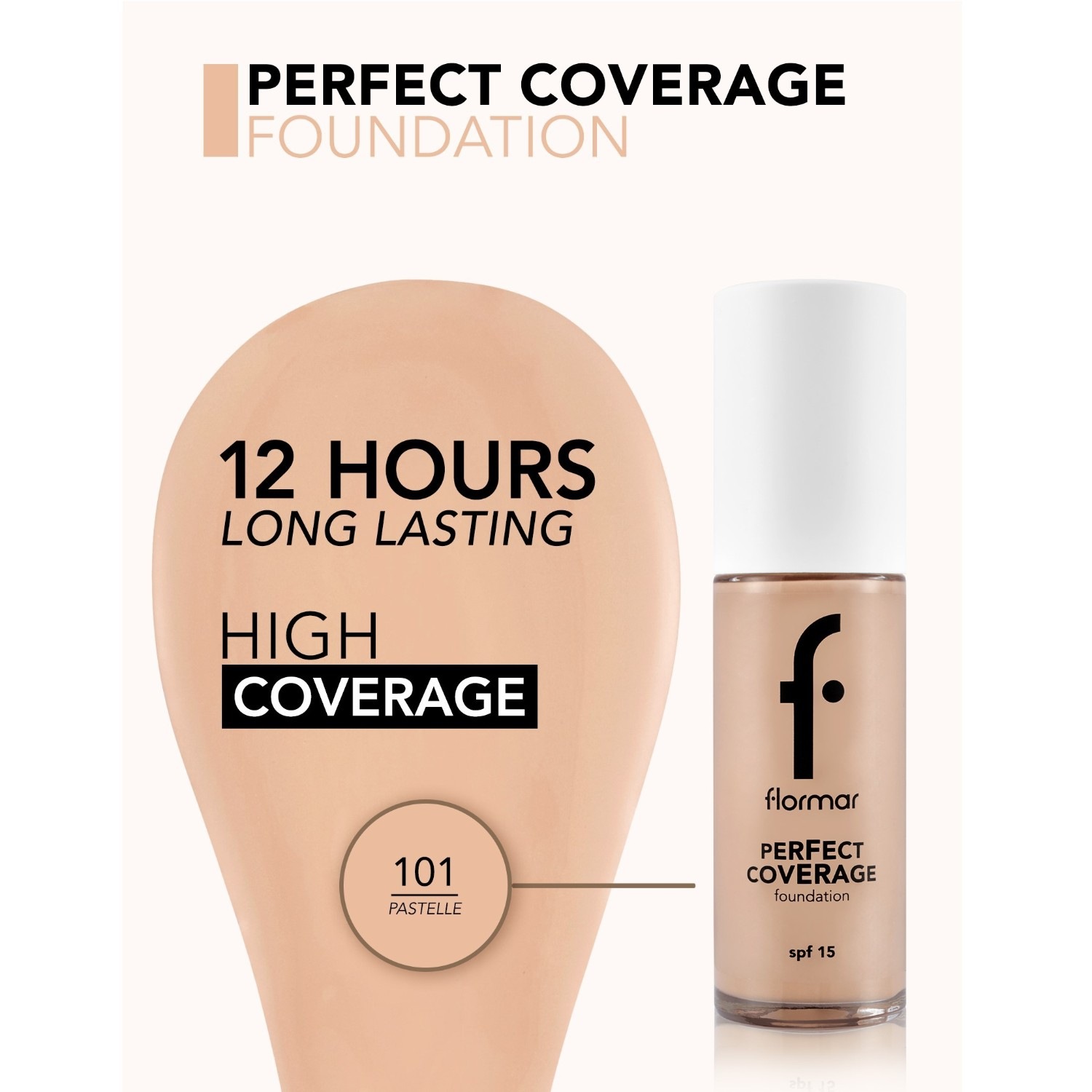 Тональный крем для лица perfect coverage mat tch fdt-303 clssc beige np Flormar, 101 - pastelle, объем 30 мл — фото 2