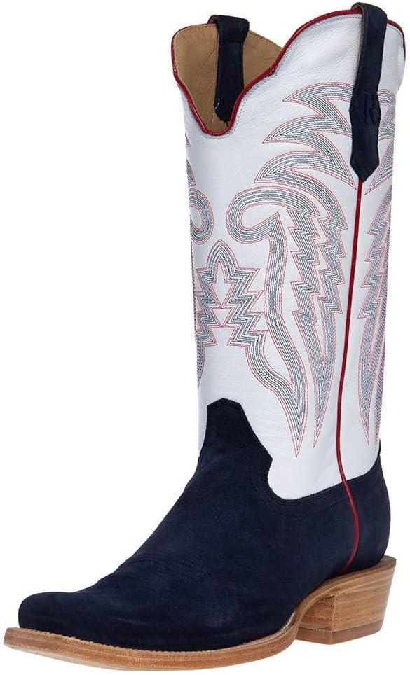 

Мужские ковбойские сапоги R. Watson с узким квадратным носком из грубой кожи, 13 дюймов R. Watson Boots, темно-синий