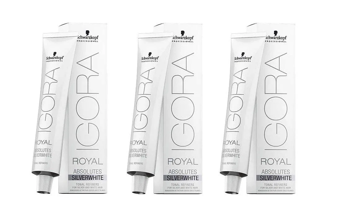 Набор краски для волос «Igora Royal Absolutes Silverwhite» от Schwarzkopf, серебро, 3 шт. Igora
