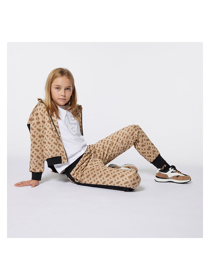 Hugo Boss Kids Спортивные штаны бежево-черного цвета — фото 4