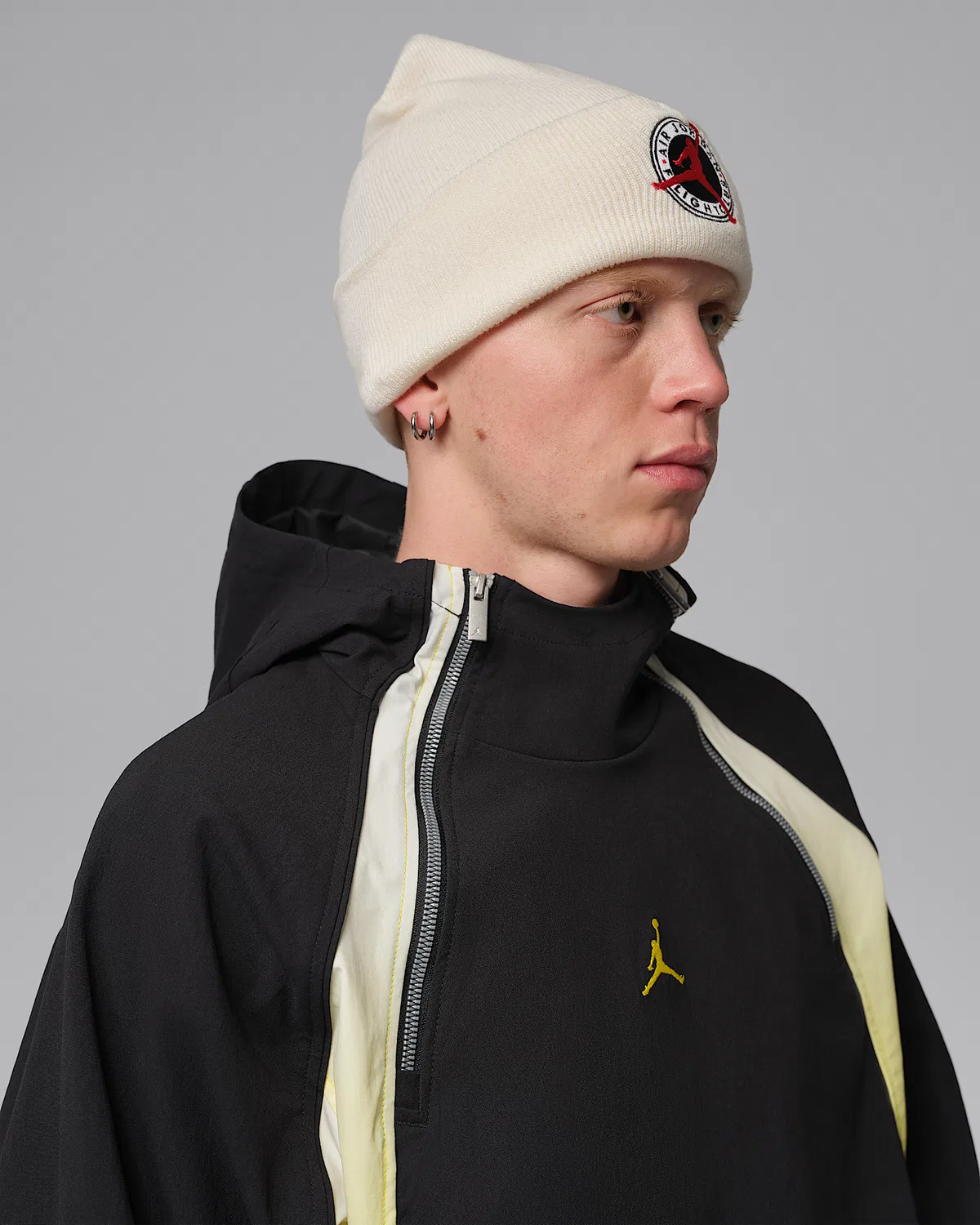 Мужская легкая полузастегнутая худи Jordan Flight, Black/Speed Yellow/Speed Yellow — фото 3