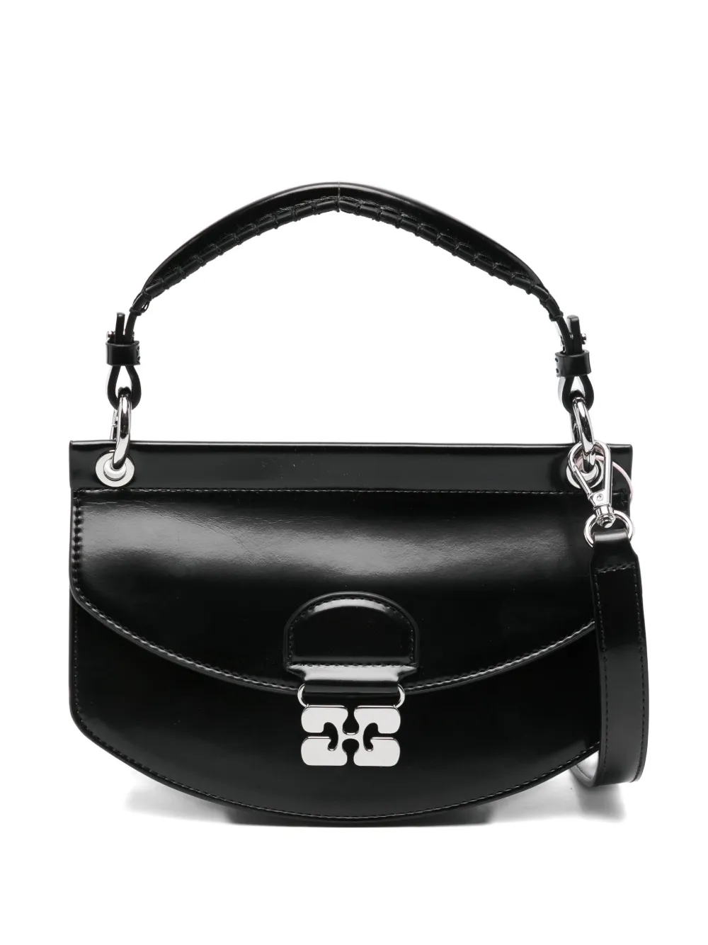 

Сумка через плечо из изогнутой кожи GANNI, черный