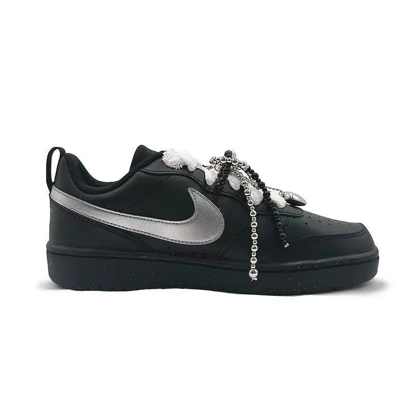 Кроссовки для скейтбординга Court Borough 2 Heart Knot, Midnight Ballet Low top, черно-серебристые, унисекс Nike, Black — фото 3