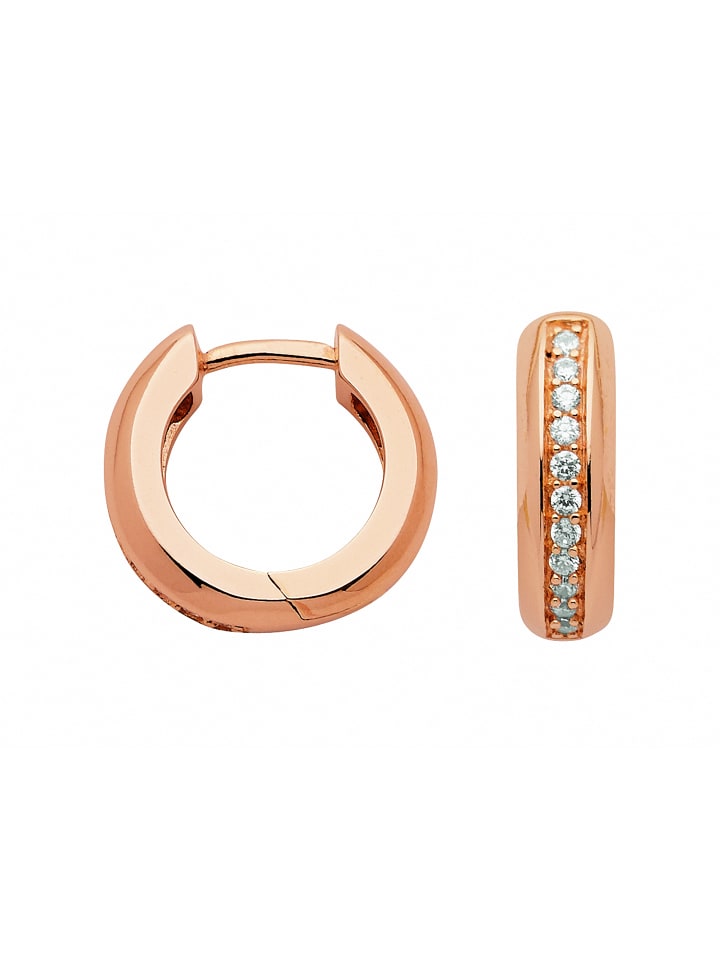 

Adeliás Женские серьги-кольца из серебра 925 пробы с цирконием, диаметр 14,3 мм, розового цвета