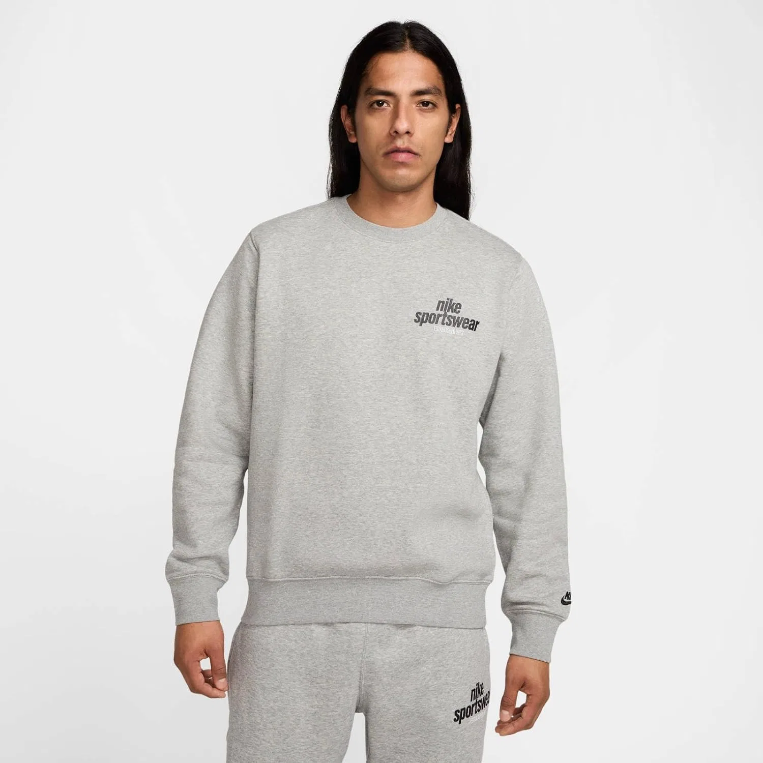 Свитшот мужской Nike, цвет Dk Grey Heather/Black — фото 2