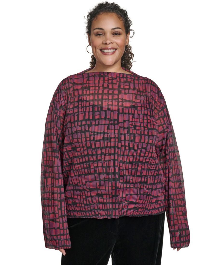 

Топ с длинными рукавами и принтом, больших размеров Calvin Klein, Cranberry Multi