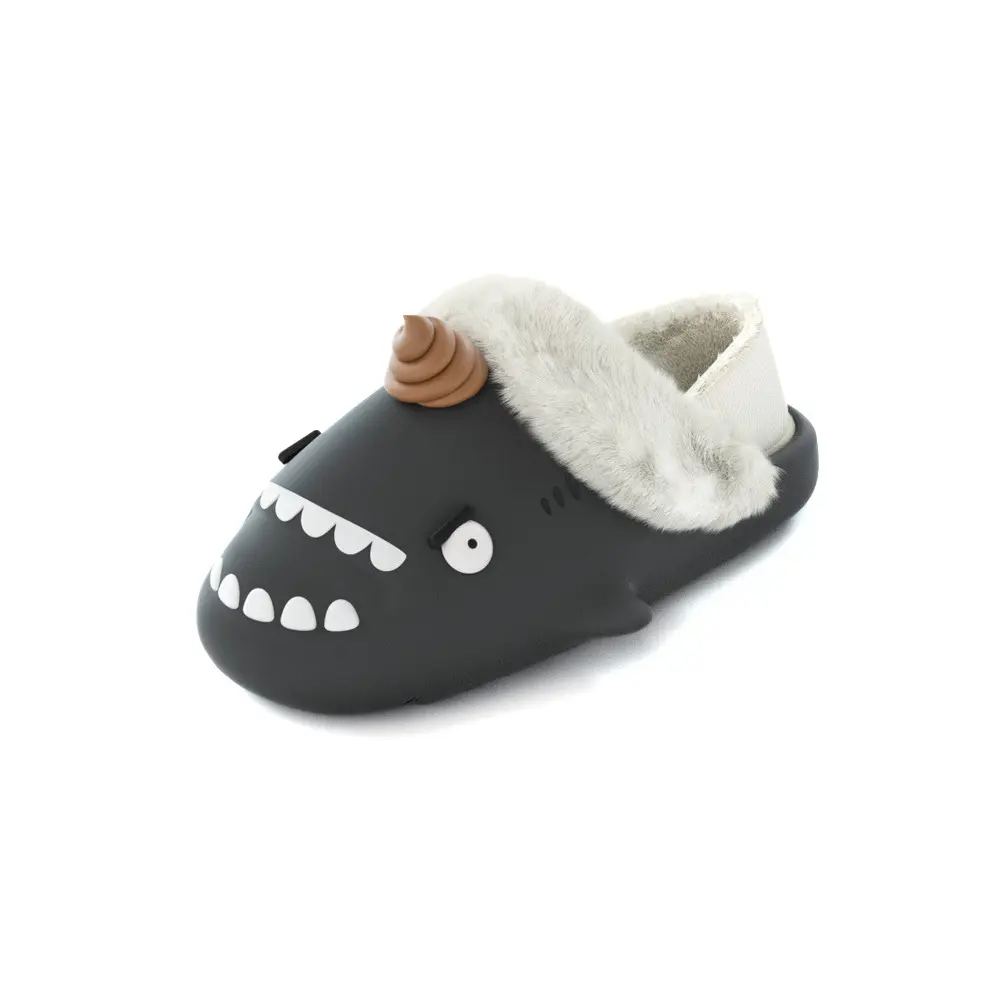 HelloSlippers Акула зимние акулики зимние удобные закрытые тапочки на каблуке унисекс розовые, цвет Pink — фото 3