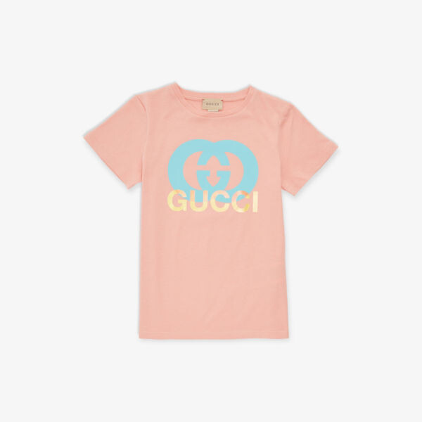 

Футболка из хлопкового джерси с логотипом 4–12 лет Gucci, розовый