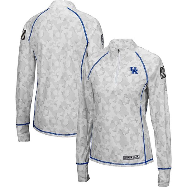 

Женская белая куртка kentucky wildcats oht military appreciation officer arctic camo fitted lightweight 1/4-zip Colosseum
