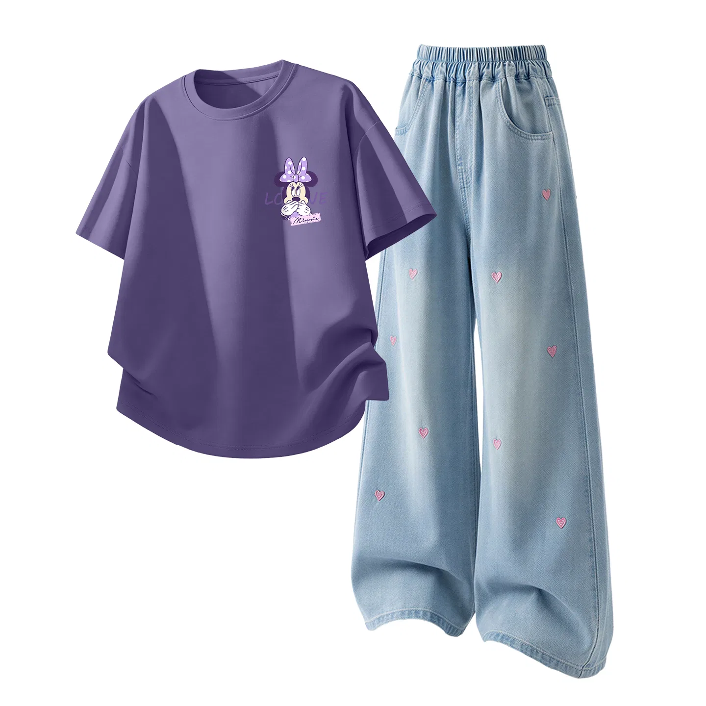 Детский спортивный костюм Casual Sportswear 2 Piece Set Disney, Dior K Starry Night Purple+Solid Color Denim Light Blue