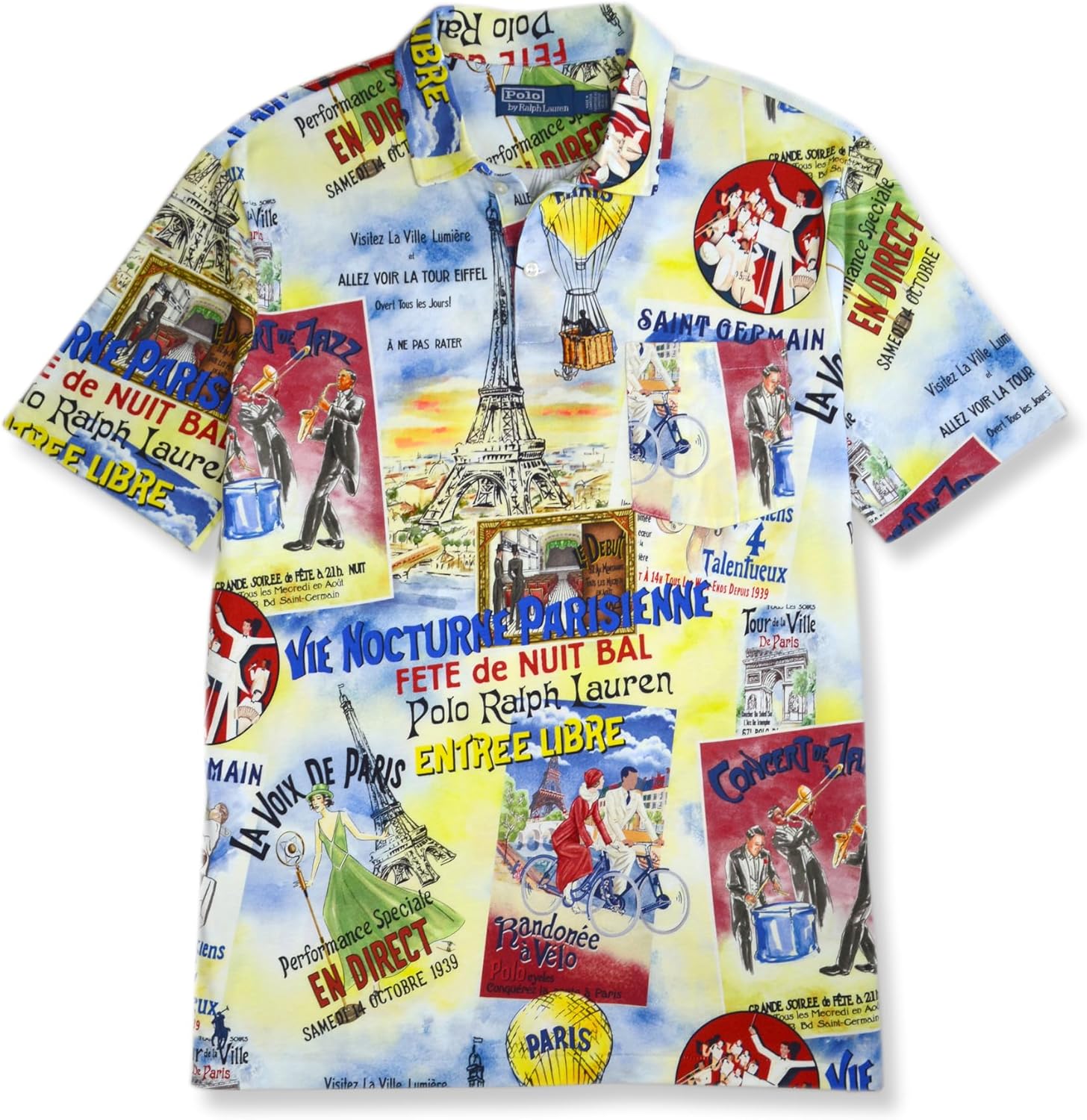 Рубашка-поло мягкой вязки с принтом Polo Ralph Lauren Jazz Fin de Siècle Paris, бежевый мульти, Beige Multi — фото 2