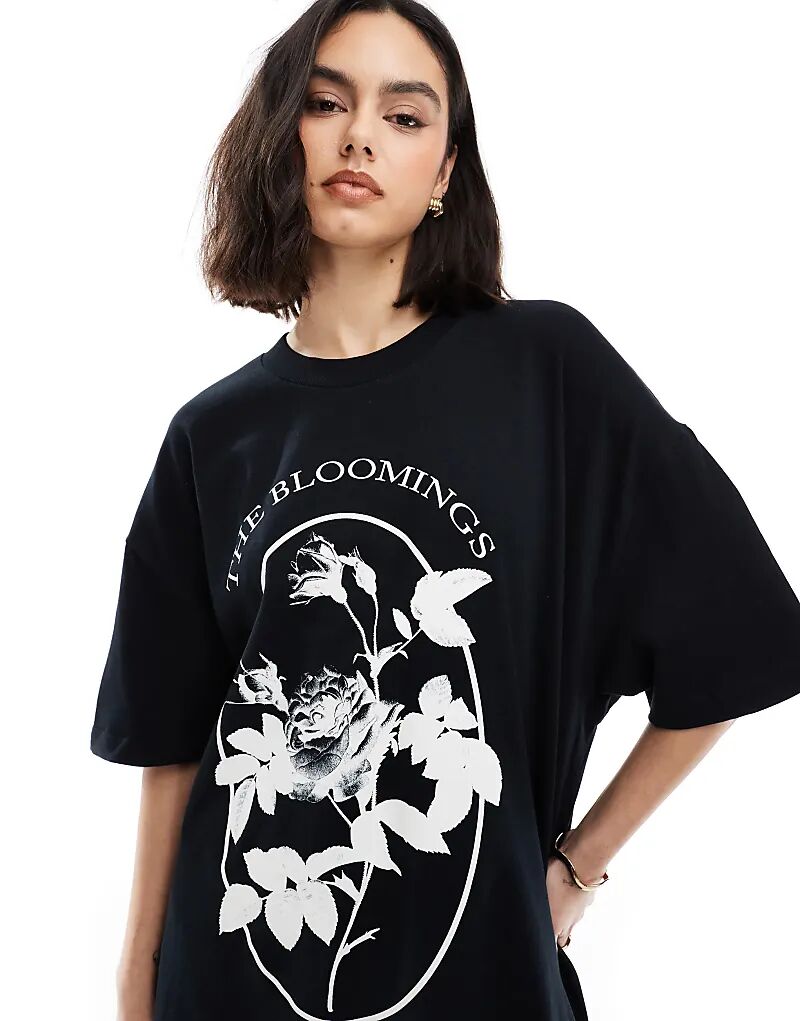 

Футболка оверсайз с цветочным принтом черного цвета ASOS DESIGN