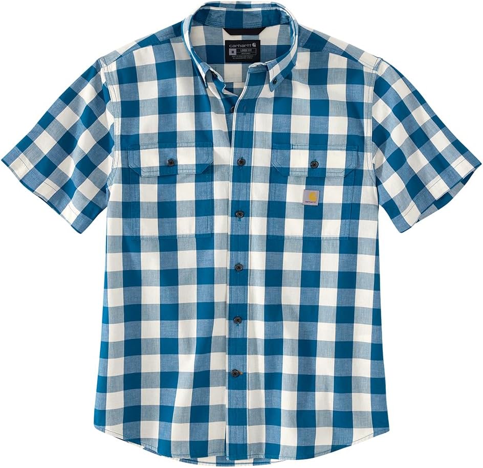 

Carhartt мужская 106140 свободного кроя среднего веса короткий рукав клетчатая рубашка, Deep Lagoon