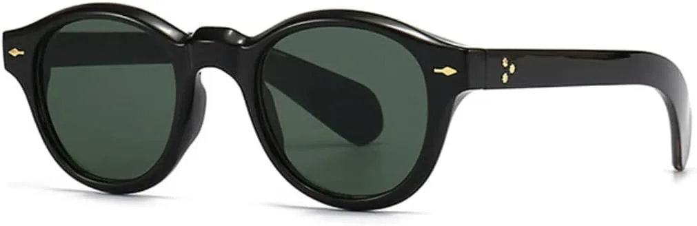 

Винтажные круглые солнцезащитные очки для женщин, модные панк-очки, защита от УФ-излучения UV400, модные очки для мужчин с заклепками UATXTAU, Black Dark Green