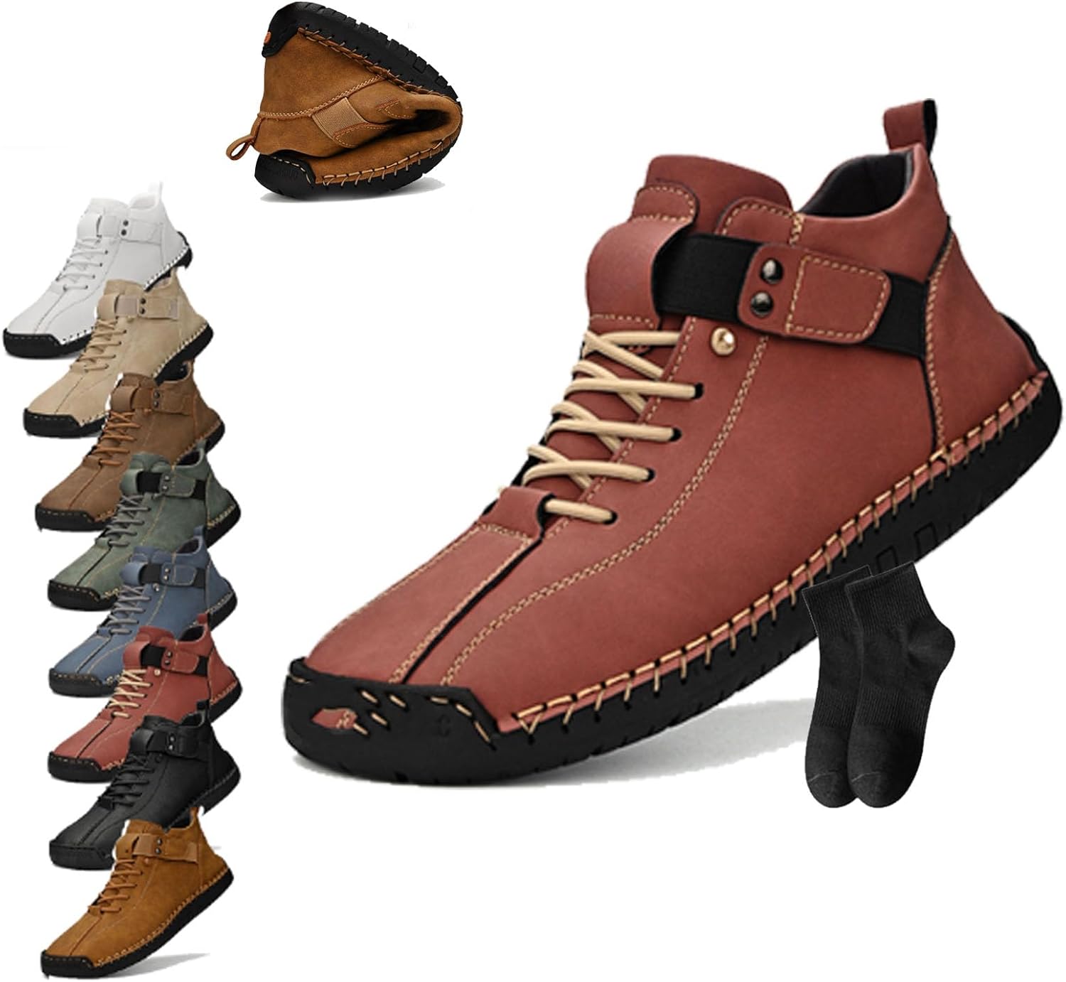 

Мужские повседневные лоферы-мокасины ручной работы Noworfewer, красный