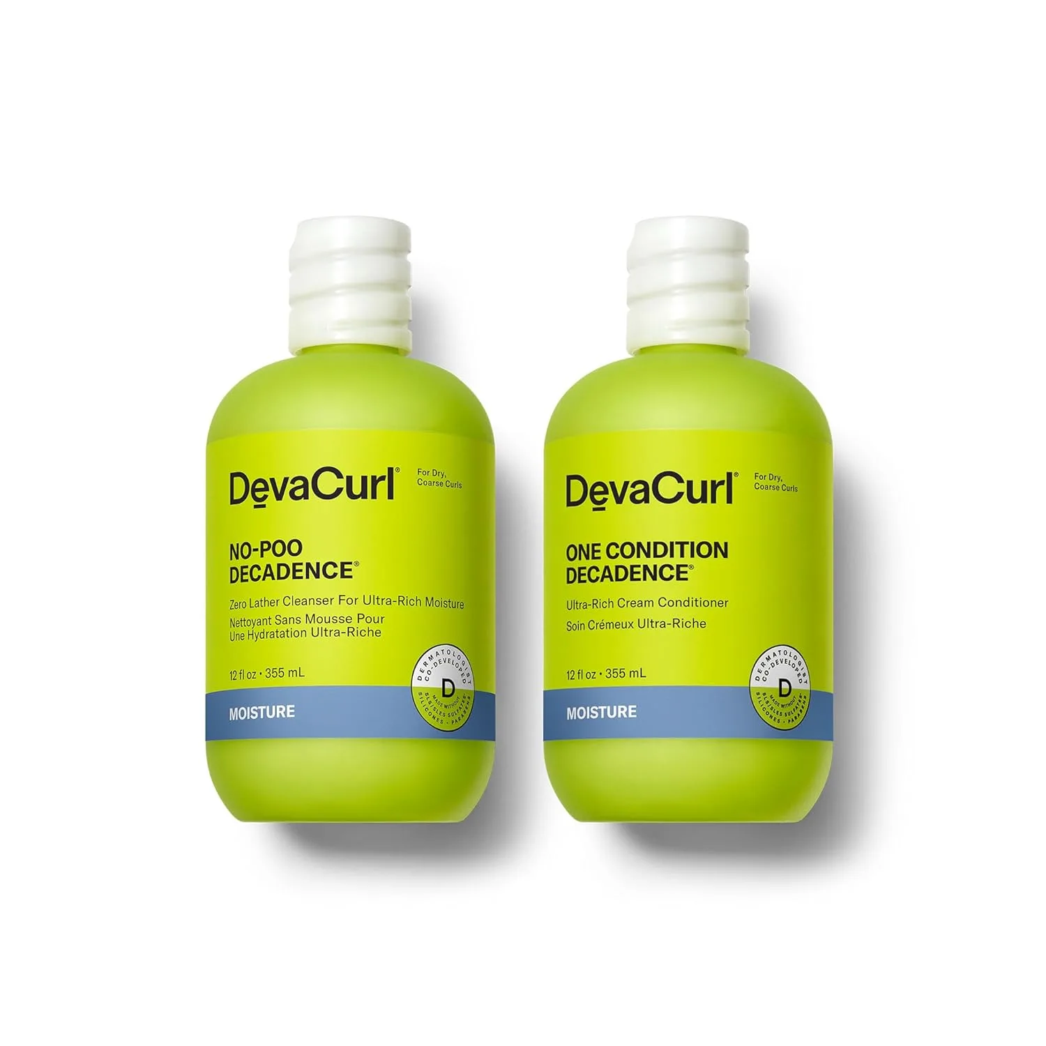 Очищающее средство DevaCurl No-Poo Decadence без пены и ультранасыщенный крем-кондиционер One Condition Decadence, 355 мл | Комплект