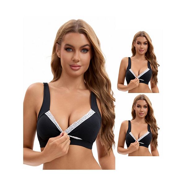 

3 упаковки женских кружевных бюстгальтеров для сна и кормления без косточек Inspire Chic, Black