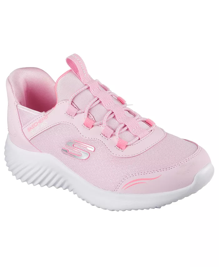 

Маленькие девочки Slip-ins: Bounder - Простые милые повседневные кроссовки от Finish Line Skechers, розовый