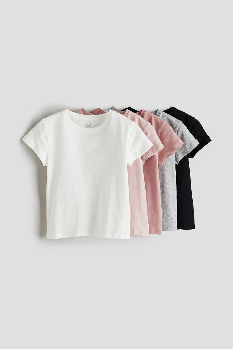 

5 пар хлопковых футболок H&M, розовый