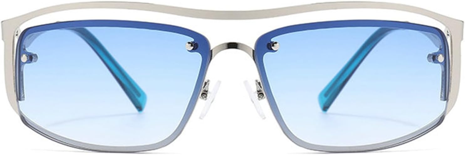 

Модные солнцезащитные очки Helena без оправы в стиле Y2K для женщин и мужчин, стильные солнцезащитные очки в стиле 2000-х, панк-очки, прямоугольные спортивные очки, C5