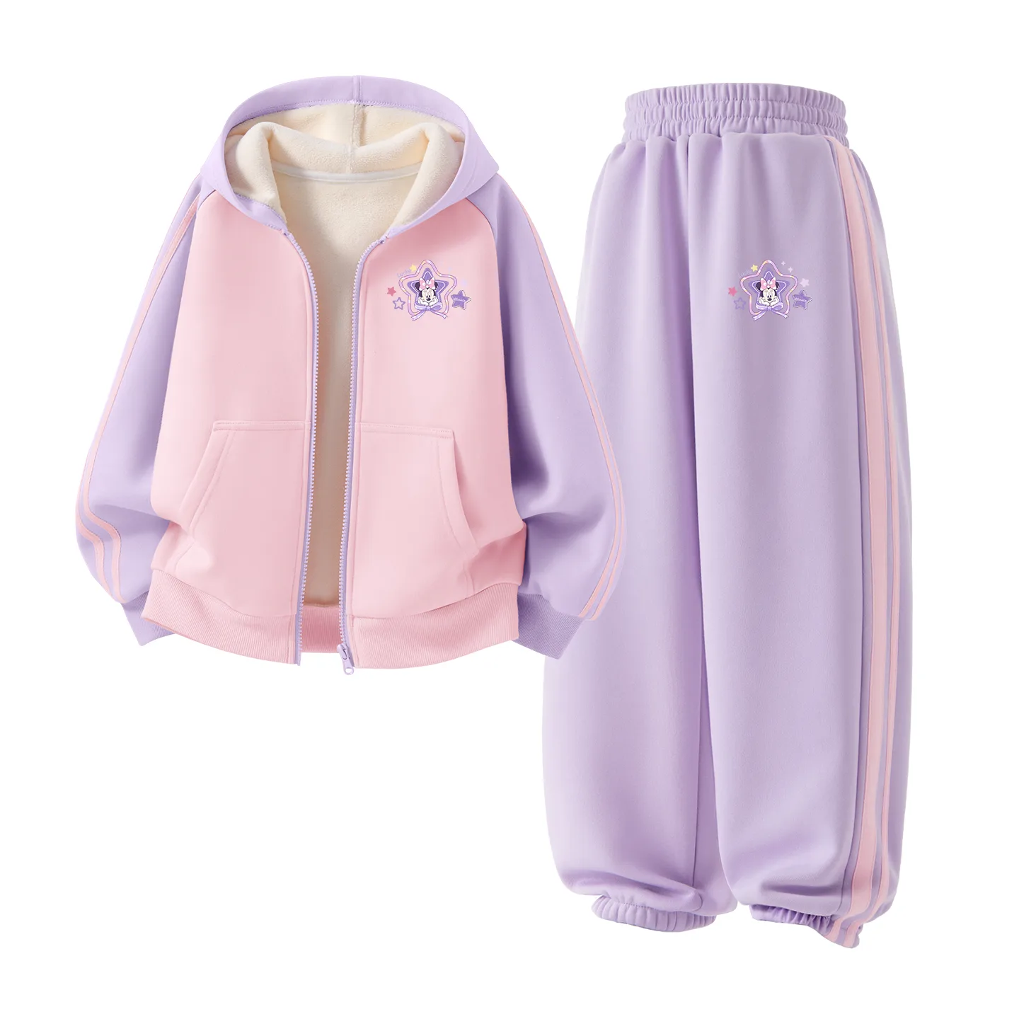 Детская повседневная худи с капюшоном Disney, [Thickened and Fleece-Lined]Di Line Hearty K Light Purple+Di Line Hearty K Light Purple — фото 3